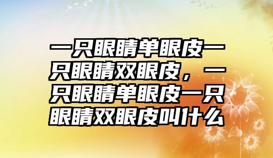 一只眼睛單眼皮一只眼睛雙眼皮，一只眼睛單眼皮一只眼睛雙眼皮叫什么