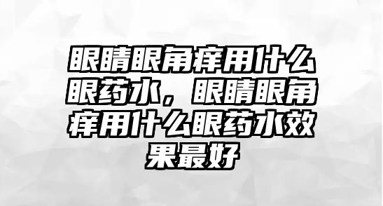 眼睛眼角癢用什么眼藥水，眼睛眼角癢用什么眼藥水效果最好