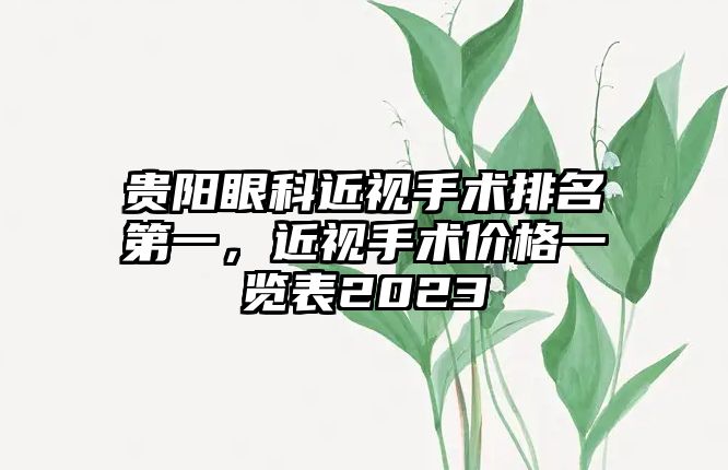 貴陽眼科近視手術排名第一，近視手術價格一覽表2023