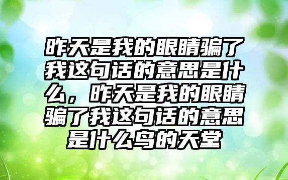 昨天是我的眼睛騙了我這句話的意思是什么，昨天是我的眼睛騙了我這句話的意思是什么鳥的天堂