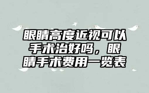 眼睛高度近視可以手術治好嗎，眼睛手術費用一覽表