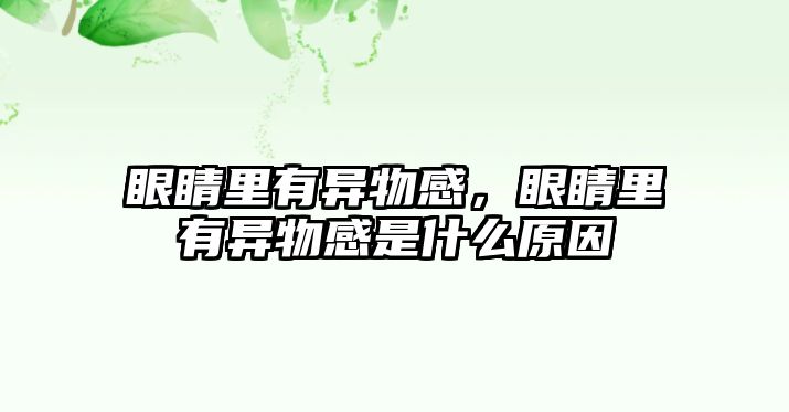 眼睛里有異物感，眼睛里有異物感是什么原因