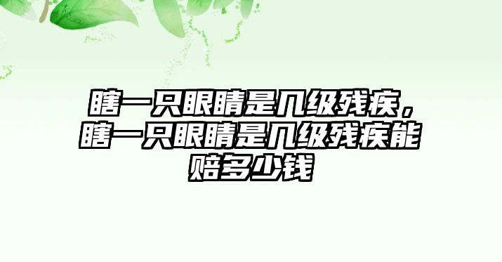 瞎一只眼睛是幾級殘疾，瞎一只眼睛是幾級殘疾能賠多少錢