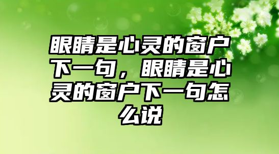 眼睛是心靈的窗戶下一句，眼睛是心靈的窗戶下一句怎么說