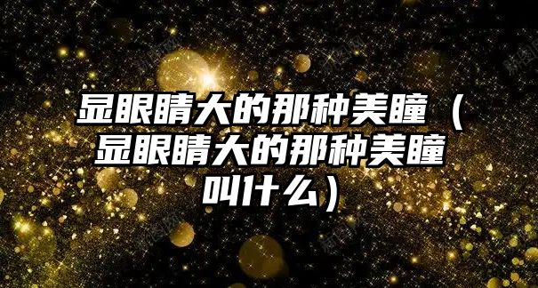 顯眼睛大的那種美瞳（顯眼睛大的那種美瞳叫什么）