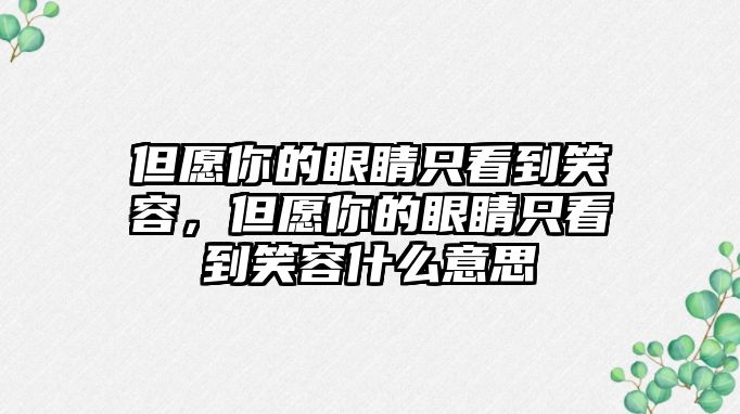 但愿你的眼睛只看到笑容，但愿你的眼睛只看到笑容什么意思