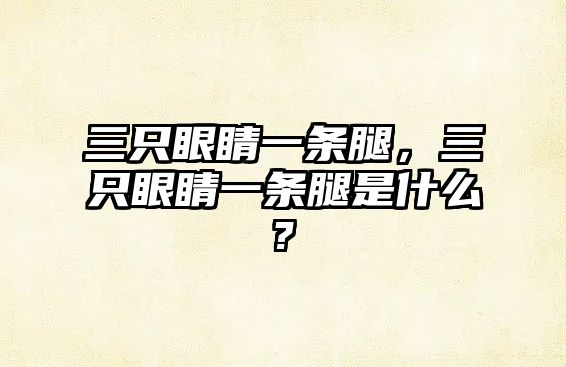 三只眼睛一條腿，三只眼睛一條腿是什么?