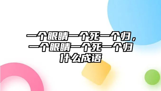 一個眼睛一個死一個歸，一個眼睛一個死一個歸什么成語