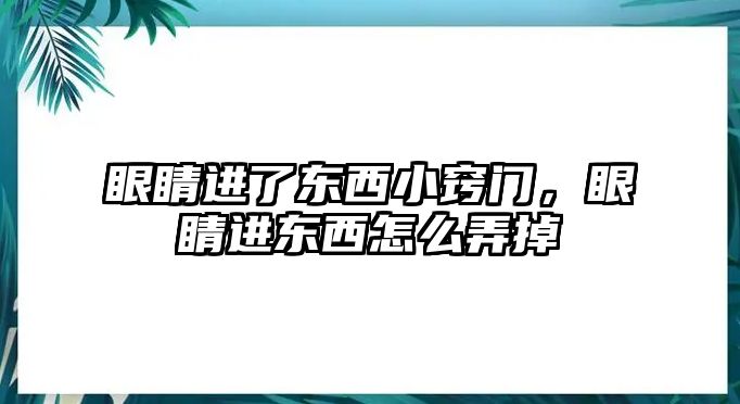 眼睛進了東西小竅門，眼睛進東西怎么弄掉