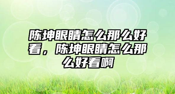 陳坤眼睛怎么那么好看，陳坤眼睛怎么那么好看啊