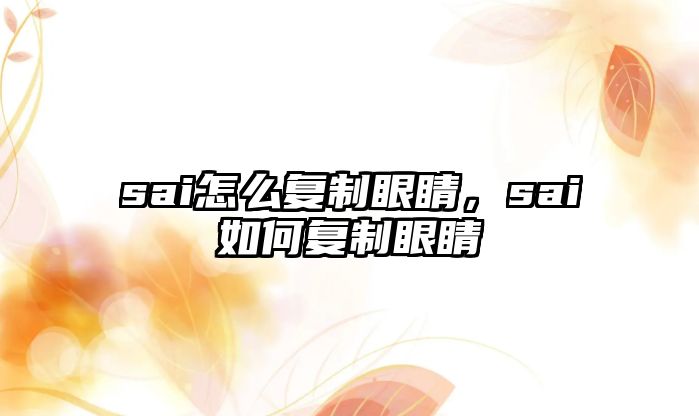 sai怎么復(fù)制眼睛，sai如何復(fù)制眼睛