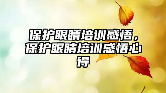 保護眼睛培訓感悟，保護眼睛培訓感悟心得