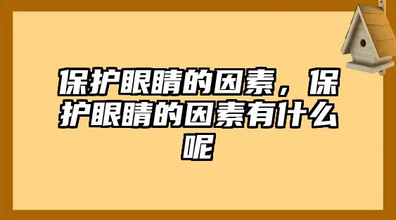 保護眼睛的因素，保護眼睛的因素有什么呢