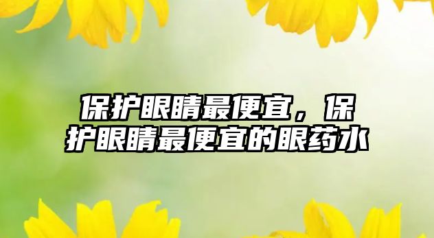 保護(hù)眼睛最便宜，保護(hù)眼睛最便宜的眼藥水